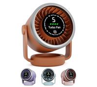 EPISENT Portable USB Desk Fan, 360° Adjustable Silent Bedroom Fan with Touch Control & Digital Display, Wall Mount Small Table Fan, 5 Speeds, Rechargeable Battery Up to 10 Hours (Orange)