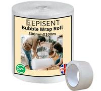EPISENT Premium Bubble Wrap 500mm x 100m with FREE Clear Packaging Tape, Strong Packing Roll for House Moving, Shipping & Storage, Small Air Bubbles for Packaging Supplies
