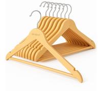 EPISENT Premium Wooden Coat Hangers - 100 Pack Durable Natural with 360° Swivel Hook - Non-Slip Trouser Bar & Shoulder Notches - Space-Saving Wood Hangers for Wardrobe, Coats, Jackets, Suits, Dresses