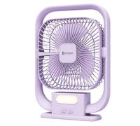 EPISENT Small Desk Fan, Purple, USB Rechargeable Fan with LED Light | Up to 6 Hours Runtime, Silent Powerful Desktop, LED Light, Adjustable Tilt, Portable for Bedroom, Office & Travel