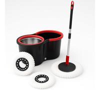 EPISENT Spin Mop and Bucket Set - 10L Self-Wringing Flat Mop with Stainless Steel Wringer, 360° Swivel Head & Adjustable Handle - 2 Reusable Microfibre Pads - For Laminate, Tile, Wood & Vinyl Floors
