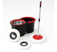 EPISENT Spin Mop and Bucket Set - 6L Self-Wringing Flat Mop with Stainless Steel Wringer, 360° Swivel Head & Adjustable Handle - 2 Reusable Microfibre Pads - For Laminate, Tile, Wood & Vinyl Floors
