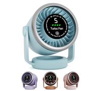 EPISENT Turbo Portable USB Desk Fan, 360° Adjustable Silent Bedroom Fan with Touch Control & Digital Display, Wall Mount Small Table Fan, 5 Speeds, Rechargeable Battery Up to 10 Hours (Blue)