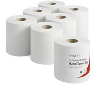 EPISENT White Centrefeed Rolls 2 Ply Embossed Kitchen Paper Towels Pack of 6 Strong Absorbent Centre Feed Wiper Roll for Home Kitchen Garage and Commercial Cleaning