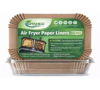 EPISHED Air Fryer Liners 100 Pack - Extra Thick Parchment Paper for Dual Zone Air Fryers | Non Stick Disposable Liners Compatible with Ninja AF300UK AF400UK SL400UK AF500UK
