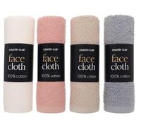 Epished Country Club 100% Cotton Face Cloths - Set of 4 Soft & Absorbent Washcloths, Multi-Coloured - Ideal for Daily Use, Gym, Travel & Baby Care