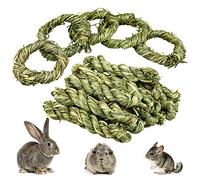 Episkey 20 Pcs Rabbit Chew Toys, Natural Timothy Grass Ring Bunny Molar Grass Stick Toys Small Animal Boredom Breaker Activity Play Chew Toys for Bunny Rabbits Hamster Guinea Pigs Chinchilla