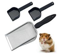 Episkey 3 Pcs Litter Scoop Reptile Sand Scoop Hamster Sand Bath Scoop Stainless Steel Mesh Sand Sifter for Hamster Reptile Gecko Lizard Spider Snake Tortoise (3)