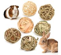 Episkey 6 Pcs Rabbit Chew Toys Natural Grass Ball Rabbit Boredom Breakers Small Pet Accessories Hamster Ball Hamster Toys for Guinea Pig Gerbil Chinchilla (Small)