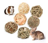 Episkey 6 Pcs Rabbit Chew Toys Natural Grass Ball Rabbit Boredom Breakers Small Pet Accessories Hamster Ball Hamster Toys for Guinea Pig Gerbil Chinchilla (Medium)