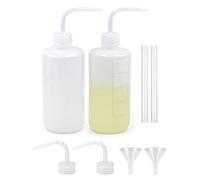 Episkey Pack of 2 Squeeze Bottles 500 ml, Plastic Squeeze Bottle Laboratory Bottle Wash Bottle Made of LDPE Material, Squeeze Bottle for Laboratory Cleaning Plant Watering (White, 500 ml)