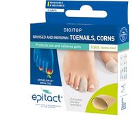 EPITACT DIGITOP Toe Cap 2 Pack | Protection for Bruised & Ingrown Toenails | Corn Relief | Ultra Thin Silicone Gel 1mm | Washable & Reusable | Soft Fabric Cover (Size S)