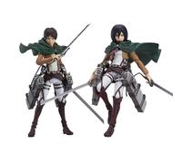 Epitome Eren Yeager/Mikasa/Levi Action Figure Attacking Giant Amine Figure Cool Combat Scene Model with Moving Joints Statue PVC Anime Model Desktop Decoration Collection Gifts for Fans (Style 2+3)
