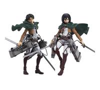 Epitome Eren Yeager/Mikasa/Levi Action Figure Attacking Giant Amine Figure Cool Combat Scene Model with Moving Joints Statue PVC Anime Model Desktop Decoration Collection Gifts for Fans (Style 1+3)
