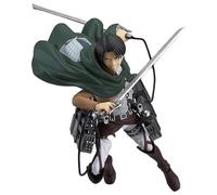 Epitome Eren Yeager/Mikasa/Levi Action Figure Attacking Giant Amine Figure Cool Combat Scene Model with Moving Joints Statue PVC Anime Model Desktop Decoration Collection Gifts for Fans (Style 1)