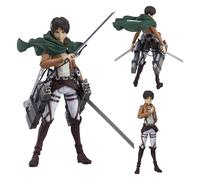 Epitome Eren Yeager/Mikasa/Levi Action Figure Attacking Giant Amine Figure Cool Combat Scene Model with Moving Joints Statue PVC Anime Model Desktop Decoration Collection Gifts for Fans (Style 2)