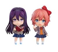 Epitome Monika Anime Figure Monika/Yuri/Sayorii Action Figures Q Version Cartoon Game Characters Model Replaceable Face and Accessory PVC Statue Ornaments Desktop Collection Gifts Fans (Yuri+Sayorii)