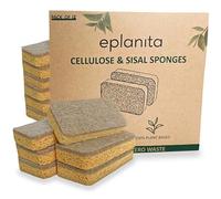 eplanita Natural Plant Based Scrub Sponges (12 Pack), Non-Scratch, Biodegradable Eco Scourers for Kitchen and Bathroom