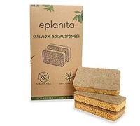 eplanita Natural Plant Based Scrub Sponges (3 Pack), Non-Scratch, Biodegradable Eco Scourers for Kitchen and Bathroom