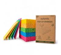 EPLANITA Pop-Up Sponges (5 Pack) Natural Cellulose, Compostable, Scratch-Free Cleaning for Kitchen & Bathroom, Washing Up, Eco Scrub, DIY Crafts
