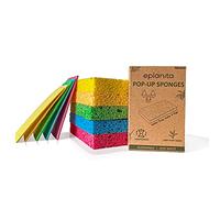 EPLANITA Pop-Up Sponges Natural Cellulose, Compostable, Scratch-Free Cleaning for Kitchen & Bathroom, Washing Up, Eco Scrub, DIY Crafts (10 Pack)