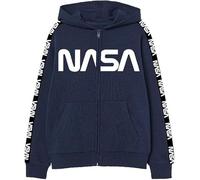 eplusm NASA Boys' Sweatshirt with Hood, 100% Cotton, Fleece Pullover Hoodie with Zip, Children's Hoodie Size 134-164, blue, 146/152 cm