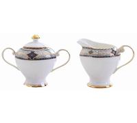 Eplze Bone China Milk jug& Sugar Bowl- Royal Pattern (Sky Blue)