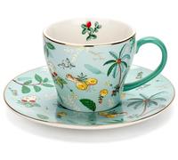 Eplze Ceramic Tea Set- Rabbit Series, 6.2oz (Short Cup& Saucer Set), Green
