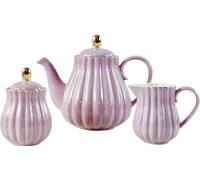 Eplze Ceramic Tea Set, Teapot& Milk Jug& Sugar Bowl (Purple)