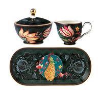 Eplze Vintage Tea Set, Bone China Sugar Bowl and Creamer Set - Elegant Peacock/Flower Series (Sugar Bowl & Milk Jug Set)