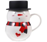 Eplze YBK Tech 1-Pack Cute Ceramic Coffee Mug with Silicone Lid, 11oz Tea Cup- Christmas Series (Black Hat (Randon Pattern))