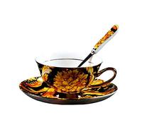 Eplze® YBK Tech Euro Style Cup& Saucer Set Bone China Porcelain Tea Coffee Cup for Breakfast Home Kitchen (Phoenix Feather)