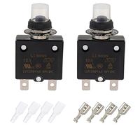 EPLZON 10A Manual Reset Push Button Circuit Breaker 125/250V AC 50V DC Thermal Overload Protector with Quick Connect Terminals and Waterproof Button Caps Assortment Kit(pack of 2 pcs)