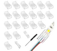 EPLZON 10mm 3-Pin LED Strip to Wire Quick Connector - RGB Light Adapter Clear Unwired Gapless Track for 5050 LED Strip (20pcs)
