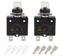 EPLZON 15A Manual Reset Push Button Circuit Breaker 125/250V AC 50V DC Thermal Overload Protector with Quick Connect Terminals and Waterproof Button Caps Assortment Kit(pack of 2 pcs)