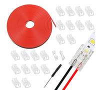 EPLZON 2 Pin 8 mm LED Strip Connector LED Light Quick Connector RGB Lights Adapter Clear Unwired Gapless Track Lighting Connector with 5M/16.4ft Cable(20pcs)