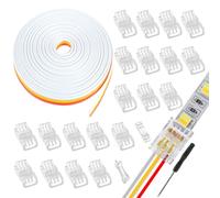 EPLZON 3 Pin 8 mm LED Strip Connector LED Light Quick Connector RGB Lights Adapter Clear Unwired Gapless Track Lighting Connector with 5M/16.4ft Cable(20pcs)