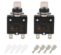 EPLZON 30A Manual Reset Push Button Circuit Breaker 125/250V AC 50V DC Thermal Overload Protector with Quick Connect Terminals and Waterproof Button Caps Assortment Kit(pack of 2 pcs)