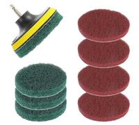 EPLZON 4 Inch Scrub Drill Brush Power Scouring Pads Household Cleaning Set for Kitchen Bathroom 4 Red Pads 4 Green Pads 1 Drill Attachment and 1 Universal Shaft