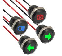 EPLZON 4 PCS 12 mm Waterproof Signal Light LED Indicator Light, DC 12 V/24 V LED Metal Indicator Light with 150 mm Cable for Motorcycles Cars Trucks Tractors RV ATV