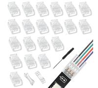 EPLZON 4 Pin 8 mm LED Strip Connector RGB Lights Adapter Clear Unwired Gapless Track Lighting Connector for 5050 LED RGB Strip Light (20pcs)