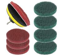EPLZON 5 Inch Scrub Drill Brush Power Scouring Pads Household Cleaning Set for Kitchen Bathroom 4 Red Pads 4 Green Pads 1 Drill Attachment and 1 Universal Shaft