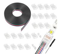 EPLZON 5 Pin 12 mm LED Strip Connector LED Light Quick Connector RGB Lights Adapter Clear Unwired Gapless Track Lighting Connector with 5M/16.4ft Cable(20pcs)