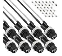 EPLZON 5X20mm Black Screw Cap Fuse Holder 250 VAC 10 A 125 VAC 15 A with Pre-Soldered Wires and 10A/15A Fast Blow Glass Fuse kit