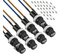 EPLZON 6X30mm Black Screw Cap Fuse Holder 250 VAC 10 A 125 VAC 15 A with Pre-Soldered Wires and 10A/15A Fast Blow Glass Fuse kit