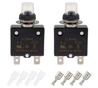 EPLZON 8A Manual Reset Push Button Circuit Breaker 125/250V AC 50V DC Thermal Overload Protector with Quick Connect Terminals and Waterproof Button Caps Assortment Kit(pack of 2 pcs)