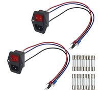 EPLZON Inlet Module Plug 3D Printer Arcade Power Switch 10A 250V Power Socket with 5A 10A Fuse 18 AWG Extension Cable 3 Pin IEC320 C14 Male Power Switch (Pack of 2 Pcs)