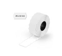 epo52 labels, white, for one-line handheld label applicators, permanent adhesive, 26 mm x 12 mm, 6 rolls, 9000 labels in total [E1-White]