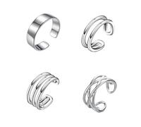 Epoch World 4 Pcs 925 Sterling Silver Ear Cuffs For Women Clip on Earrings Silver Non Piercing Earrings Fake Helix Cartilage Jewelry for Women For No-Pierced Ears