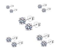 Epoch World 5 Pairs Silver Stud Earrings for Women 925 Sterling Silver Earrings Studs Set Unisex Small Sleeper Cartilage Hypoallergenic Studs with Cubic Zirconia Men Women